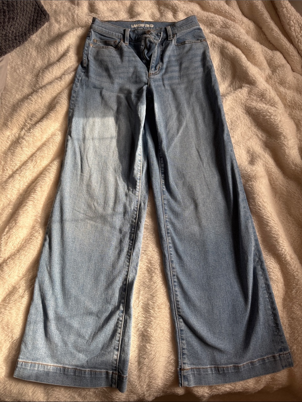 Lands' End Women's Light Blue Wide-Leg Jeans